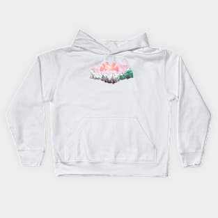 Pink snowy mountains Kids Hoodie